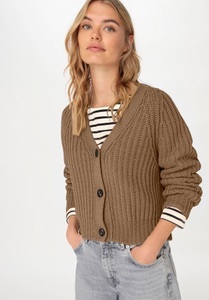 hessnatur, Damen Cardigan Relaxed aus Bio-Baumwolle und Bio-Merinowolle - braun GrösseXS, 