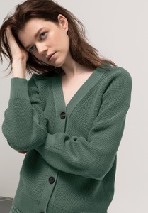 hessnatur, Damen Cardigan aus Bio-Baumwolle - grün Grösse34, 