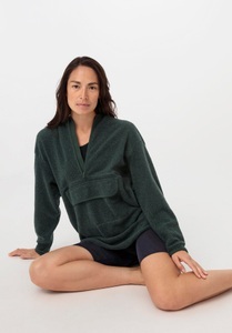 hessnatur, Loungewear Fleece Hoodie ACTIVE LIGHT aus Bio-Baumwolle - grün GrösseS, 