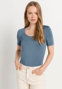 hessnatur, Damen Body Kurzarm - chinablau Grösse38, 