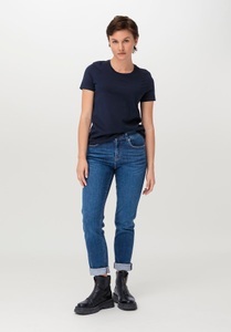 hessnatur, Damen Kurzarm-Shirt aus Bio-Baumwolle - blau Grösse48, 
