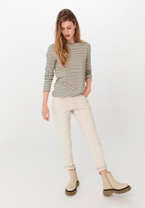 hessnatur, Damen Langarm-Ringelshirt aus Bio-Baumwolle - schwarz Grösse42, 