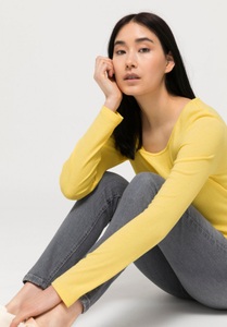 hessnatur, Damen Langarm-Shirt aus Bio-Baumwolle - gelb Grösse42, 