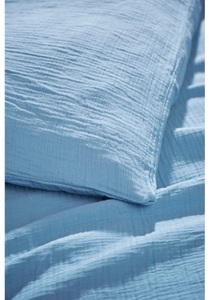 hessnatur, Baby Musselin Bettwäsche aus Bio-Baumwolle - blau Grösse100x135 / 40x60 cm, 