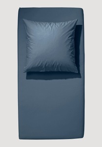 hessnatur, Satin-Spannbetttuch aus Bio-Baumwolle - blau Grösse180x200 cm, 