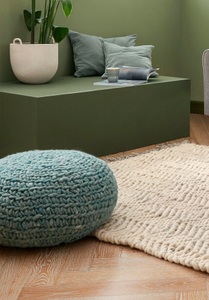 hessnatur, Sitzpouf aus Schurwolle - grün Grösse55x30 cm, 