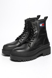 TOMMY JEANS, Tommy Jeans Schnürboots »TOMMY JEANS ACE UP BOOT«, mit Flaggen-Aufnäher, 