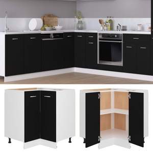 vidaXL, vidaXL Eckunterschrank Schwarz 75,5x75,5x80,5 cm Spanplatte, vidaXL Eckunterschrank Schwarz 75,5x75,5x81,5 cm Holzwerkstoff