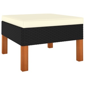 vidaXL, vidaXL Fußbank Poly Rattan und Eukalyptus Massivholz