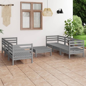 vidaXL, vidaXL 7-tlg. Garten-Lounge-Set Grau Kiefer Massivholz, 