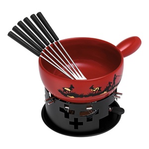 Kuhn Rikon, Kuhn Rikon Käsefondue Set Alphornbläser Fonduegerät, Kuhn Rikon - Fondue-Set ALPHORNBLÄSER - rot/schwarz - Keramik