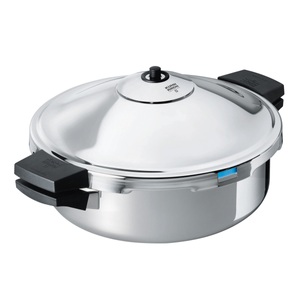 Kuhn Rikon, Kuhn Rikon DUROMATIC® Hotel Schnellbratpfanne klein, Seitengriffmodell 28 cm - 5.0 l - BOX - silber Dampfkochtöpfe, DUROMATIC® INOX HOTEL Schnellbratpfanne 5.0 L · Ø 28 cm