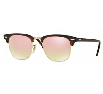 Ray-Ban, Ray-Ban 3016 Clubmaster Shiny Red/Havanna 990/7O, Ray-Ban RB 3016 CLUBMASTER Unisex-Sonnenbrille Vollrand Browline Acetat-Gestell, braun