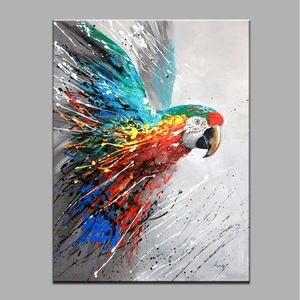 Lighinthebox, Ölgemälde 100 % Handarbeit, handgemalte Wandkunst auf Leinwand, bunt, Tier, abstrakt, Papagei, Vogel, Heimdekoration, Dekoration, gerollte Leinwand, kein Rahmen, ungedehnt Lightinthebox, 