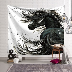 Lighinthebox, Wandteppich Art Deco Decke Vorhang hängen zu Hause Schlafzimmer Wohnzimmer Schlafsaal Dekoration Polyester Faser Tier schwarz Pferd Lightinthebox, 