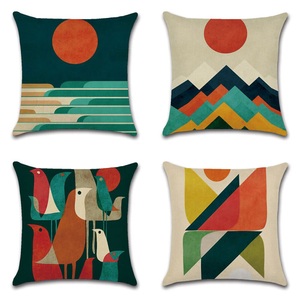 Lighinthebox, abstrakter Wurfkissenbezug, 4-teilig, doppelseitig, geometrisch, weich, dekorativ, Schlafzimmer, Wohnzimmer, Sofa, Couch, Bett, Stuhl, grün, gelb Lightinthebox