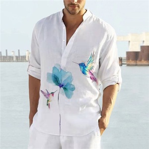 Lighinthebox, Herren Hemd Grafik-Shirt Blumen Vogel Ständer Weiß 3D-Druck Outdoor Strasse Langarm Button-Down Bedruckt Bekleidung Modisch Designer Casual Komfortabel / Sommer / Frühling / Sommer Lightinthebox, 