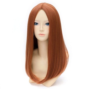 Lighinthebox, 20 Zoll dunkelorange Perücke Mittelteil lange gerade Perücke Ingwerhaar Perücken Damen Mädchen Cosplay Kostüm Party Perücken mit Perückenkappe (dunkelorange) Weihnachtsfeier Perücken Lightinthebox, 