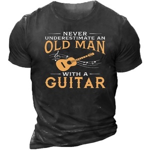 Lighinthebox, Herren T Shirt Graphic Gitarre Rundhalsausschnitt Schwarz 3D-Druck Strasse Casual Kurzarm Bedruckt Bekleidung Basic Modisch Klassisch Komfortabel / Sommer / Sommer / Sport Lightinthebox, 