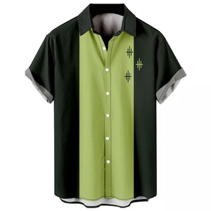 Lighinthebox, Herren Hemd Bowling-Shirt Knopfhemd Farbblock Umlegekragen Grün Outdoor Strasse Kurzarm Button-Down Bekleidung Modisch Casual Atmungsaktiv Komfortabel Lightinthebox, 
