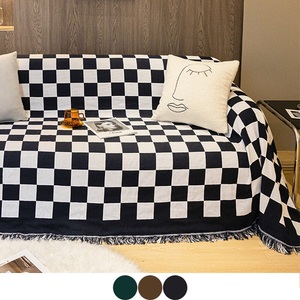Lighinthebox, Schachbrett-Überwurfdecke für Sofa, Couch, Stuhl, Bett, geometrische Decke mit Fransen, karierte Überwurfdecke, multifunktional Lightinthebox