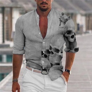 Lighinthebox, Herren Hemd Grafik-Shirt Totenkopf Motiv Ständer Grau 3D-Druck Outdoor Halloween Langarm Button-Down Bedruckt Bekleidung Modisch Designer Casual Komfortabel Lightinthebox, Herren Hemd Grafik-Shirt Totenkopf Motiv Ständer Grau 3D-Druck Outdoor Halloween Langarm Button-Down Bedruckt Bekleidung Modisch Designer Casual Komfortabel Lightinthebox