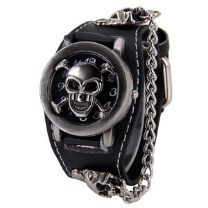 Lighinthebox, Punk-Totenkopf-Uhr für Männer, Frauen, schwarz, breites Lederarmband, Clamshell-Armbanduhr im coolen Stil, Geschenk Lightinthebox, Punk-Totenkopf-Uhr für Männer, Frauen, schwarz, breites Lederarmband, Clamshell-Armbanduhr im coolen Stil, Geschenk Lightinthebox