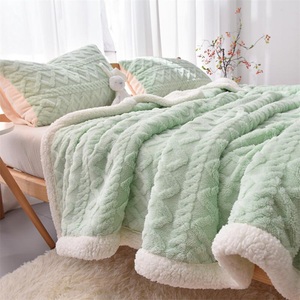 Lighinthebox, Sherpa-Fleecedecke Salbeigrün, weicher, kuscheliger Plüsch, flauschiger Flanell, dicke Decke, Jacquard, luxuriöse, warme Winterdecken für Couch, Sofa, Bett Lightinthebox