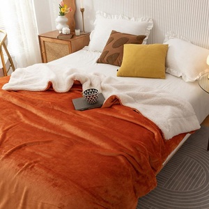 Lighinthebox, Sherpa-Fleecedecke Burnt Orange, weicher, kuscheliger Plüsch, flauschiger Flanell, dicke Decke, luxuriöser Winter, warme Wendedecken für Couch, Sofa, Bett Lightinthebox