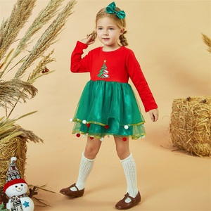 Lighinthebox, kinderkleidung Mädchen Weihnachten Kleid Punkt A Linie Kleid Kleid Outdoor Baumwolle Langarm Kuschelig Kleid 3-7 Jahre Winter Grün Rote Weiß Lightinthebox, 