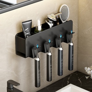 Lighinthebox, schwarzer zahnbürstenhalter badezimmer toilette nicht perforiert wandmontierter elektrischer mundwasserbecher bürstenbecher wandmontierter raum aluminium lagerregal Lightinthebox, 