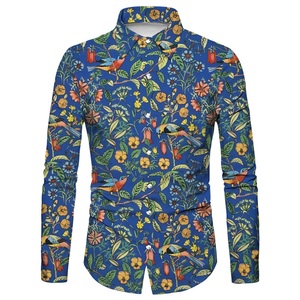 Lighinthebox, Herren Hemd Blumen Grafik-Drucke Umlegekragen Wein Blau 3D-Druck Outdoor Strasse Langarm Button-Down Bedruckt Bekleidung Modisch Designer Casual Weich Lightinthebox, 