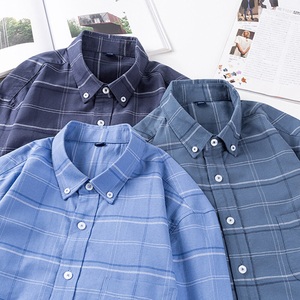 Lighinthebox, Herren Oberhemd Hemd Oxford Hemd Plaid Quadratischer Ausschnitt Meeresblau Marineblau Blau Grün Dunkelblau Outdoor Arbeit Langarm Button-Down Bekleidung Modisch Casual Atmungsaktiv Komfortabel Lightinthebox, 