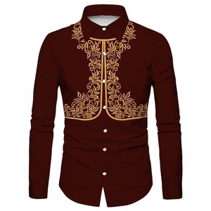 Lighinthebox, Herren Hemd Westernhemd Blumen Grafik-Drucke Umlegekragen Schwarz Wein 3D-Druck Outdoor Strasse Langarm Button-Down Bedruckt Bekleidung Modisch Designer Casual Weich Lightinthebox, 