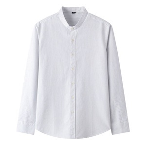 Lighinthebox, Herren Oberhemd Hemd ohne Kragen Oxford Hemd Gestreift Ständer Weiß Blau Grün Grau Outdoor Arbeit Langarm Button-Down Bekleidung Modisch Casual Atmungsaktiv Komfortabel Lightinthebox, 