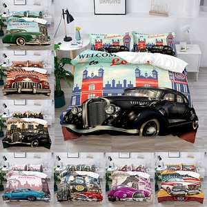 Lighinthebox, Bettbezug-Set Junge Gife für Kind Gife 2/3-teiliges Bettwäsche-Set mit 1 oder 2 Kissenbezügen (Einzelzimmer nur 1 Stück) Automodell Schönheit Retro-Stil klassischer Sportwagen London Lightinthebox, 