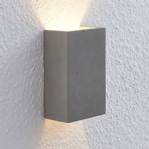 LINDBY, Lindby Albin LED-Wandleuchte aus Beton, Lindby Wandleuchte Albin, grau, Beton, G9, 16 cm hoch