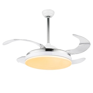 Globo, GLOBO CABRERA Ventilator Metall weiß, Chrom, Acryl opal, Acryl klar, Flügel einklappba, LED-Deckenventilator Cabrera, CCT, weiß