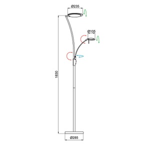 Aluminor, Aluminor Kitel 89 LED-Stehlampe mit LED-Leselicht, Aluminor Kitel 89 LED-Stehlampe mit LED-Leselicht