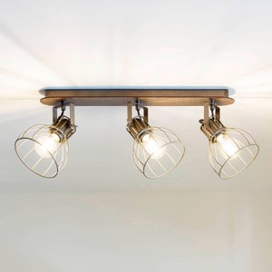 Eglo, Deckenleuchte Sambatello, dreiflammig, Deckenlampe Sambatello, dreiflammig, braun/silber