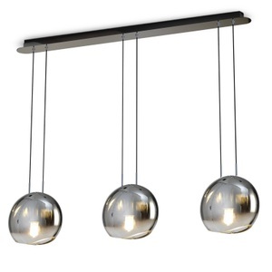 Mantra, Dreiflammige Pendelleuchte Lens mit Glasschirmen, 