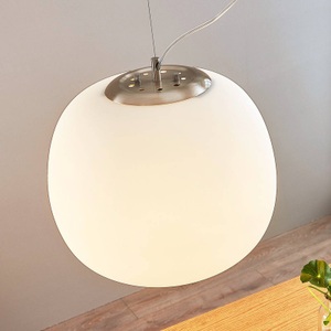 Lampenwelt.com, Glas-Pendelleuchte Ginevra, rund, weiß, 38 cm, Glas-Pendelleuchte Ginevra, rund, weiß, 38 cm