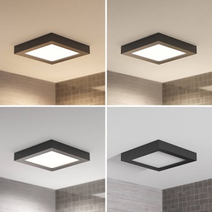 PRIOS, Prios Mazin LED-Deckenlampe, IP44, CCT, 24 W, Prios LED-Deckenlampe Alette, schwarz, 24 W, CCT, dimmbar