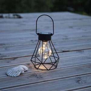Best Season, LED-Solar-Dekolaterne Eddy mit Käfig-Schirm, Star Trading Gartenlicht Solar Eddy, Schwarz