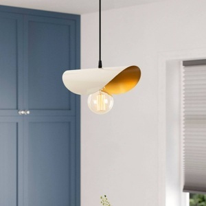 Home, Home - Hängelampe Sivani - Weiss und Gold - Gold und Weiss, Hängeleuchte Sivani MR-829 1-flammig weiß/gold