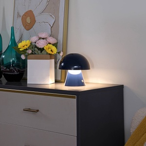 LINDBY, Lindby Nevijo LED-Tischlampe Pilz dunkelblau Akku, Lindby LED-Akkutischlampe Nevijo, blau, Ø18cm, USB, Dimmer