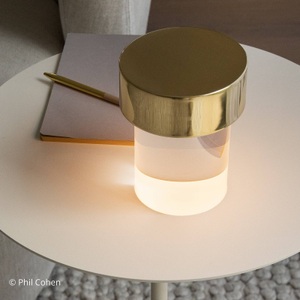 Flos, Flos - Tischleuchte LAST ORDER - Metall - messing - 10/10/14 cm, Schnurlosleuchte Last Order glas transparent / INDOOR - Ø 10 x H 14 cm - Flos transparent en glas