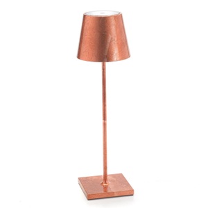 Ailati, LED-Tischlampe Poldina mit Dekor, portabel, kupfer, Zafferano Poldina LED-Tischlampe Akku Dekor kupfer