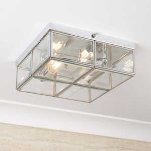 Searchlight, Deckenleuchte Pisa, Glasschirm, chrom, Deckenleuchte Pisa, Glasschirm, chrom