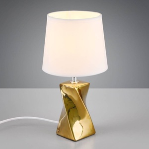 Reality Leuchten, Tischleuchte Abeba, Ø 15 cm, weiß-gold, 